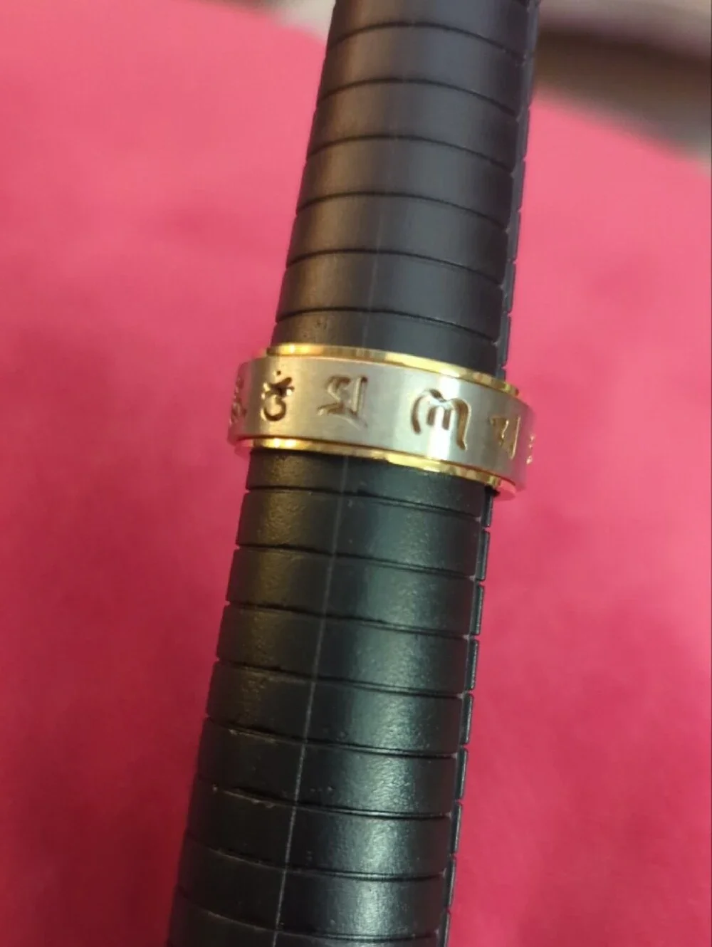 Two-Tone Gold & Silver Men's Script Band Ring